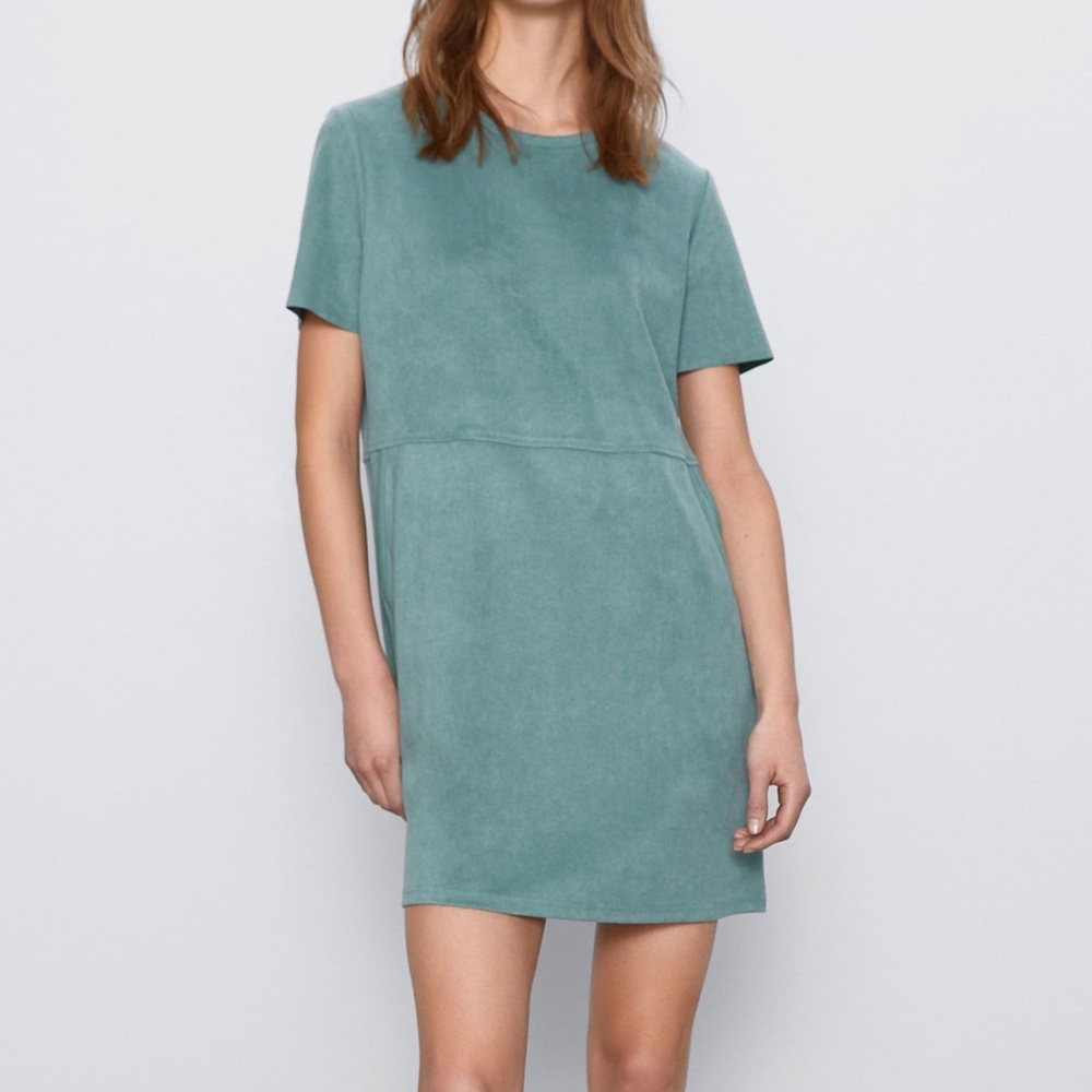Zara faux suede shift dress with pockets
